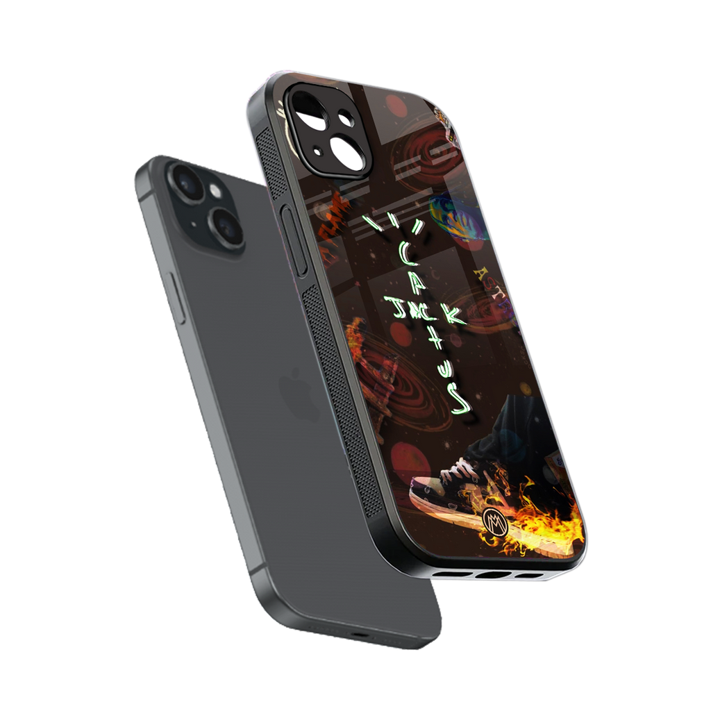 cactus jack brown back phone cover | glass case for iphone 14 plus