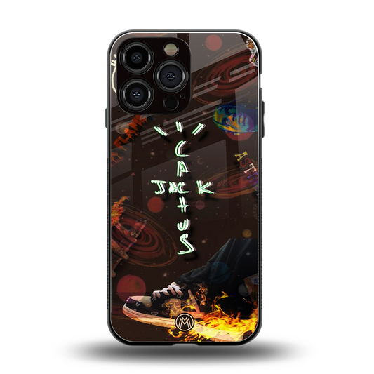 cactus jack brown back phone cover | glass case for iphone 15 pro max