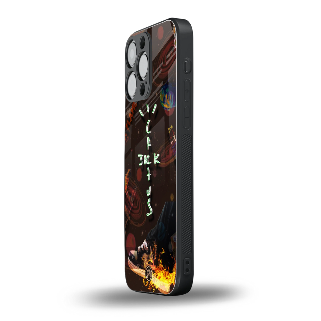cactus jack brown back phone cover | glass case for iphone 14 pro max