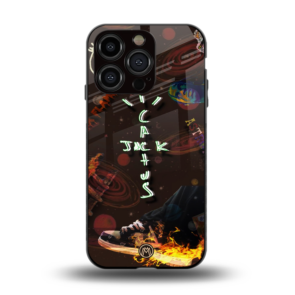 cactus jack brown back phone cover | glass case for iphone 15 pro