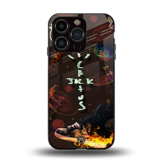 cactus jack brown back phone cover | glass case for iphone 15 pro