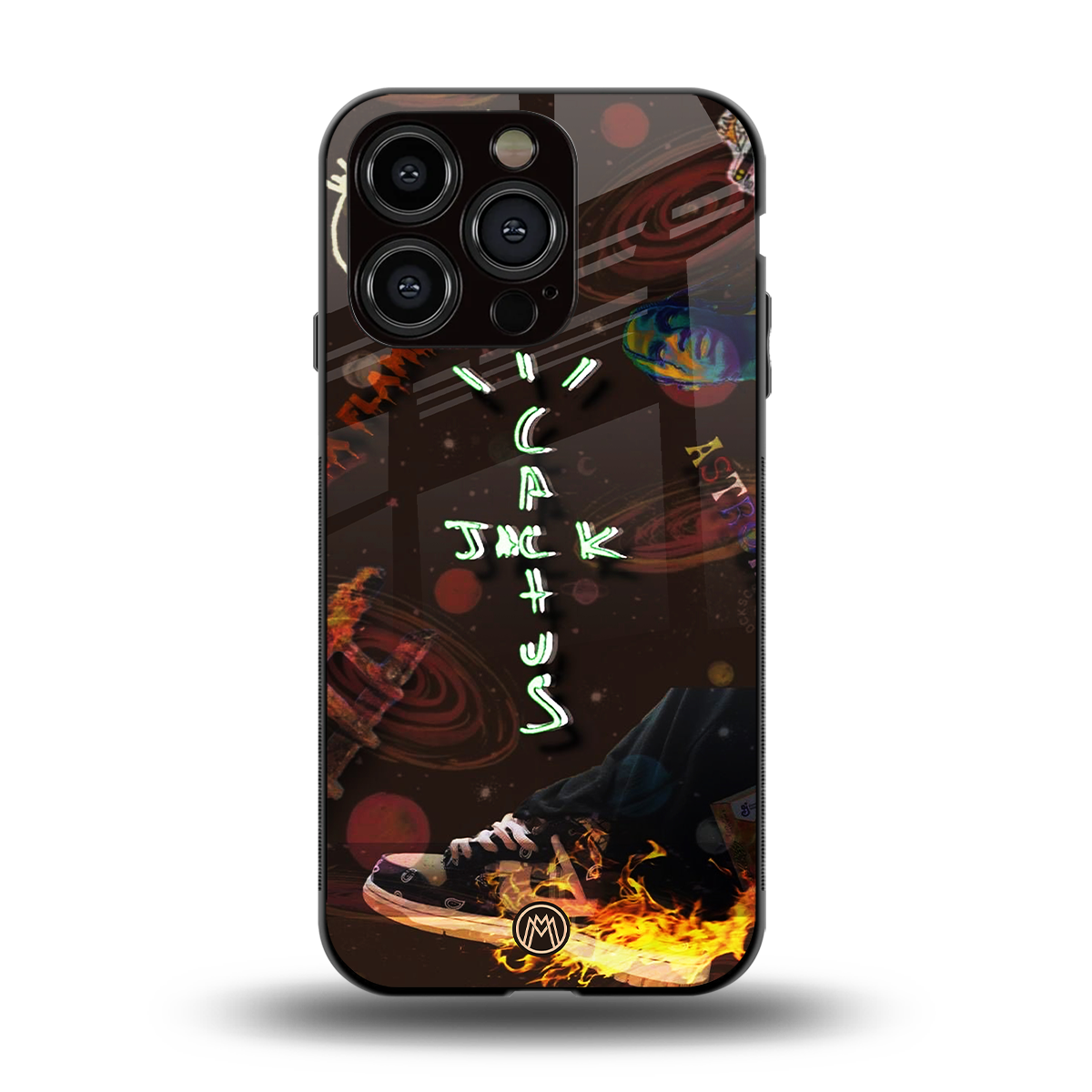 cactus jack brown back phone cover | glass case for iphone 14 pro