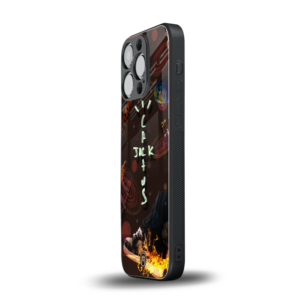 cactus jack brown back phone cover | glass case for iphone 14 pro