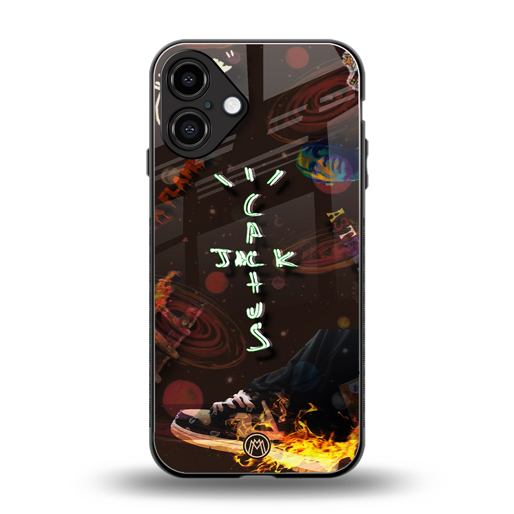 cactus jack brown back phone cover | glass case for iphone 16 plus