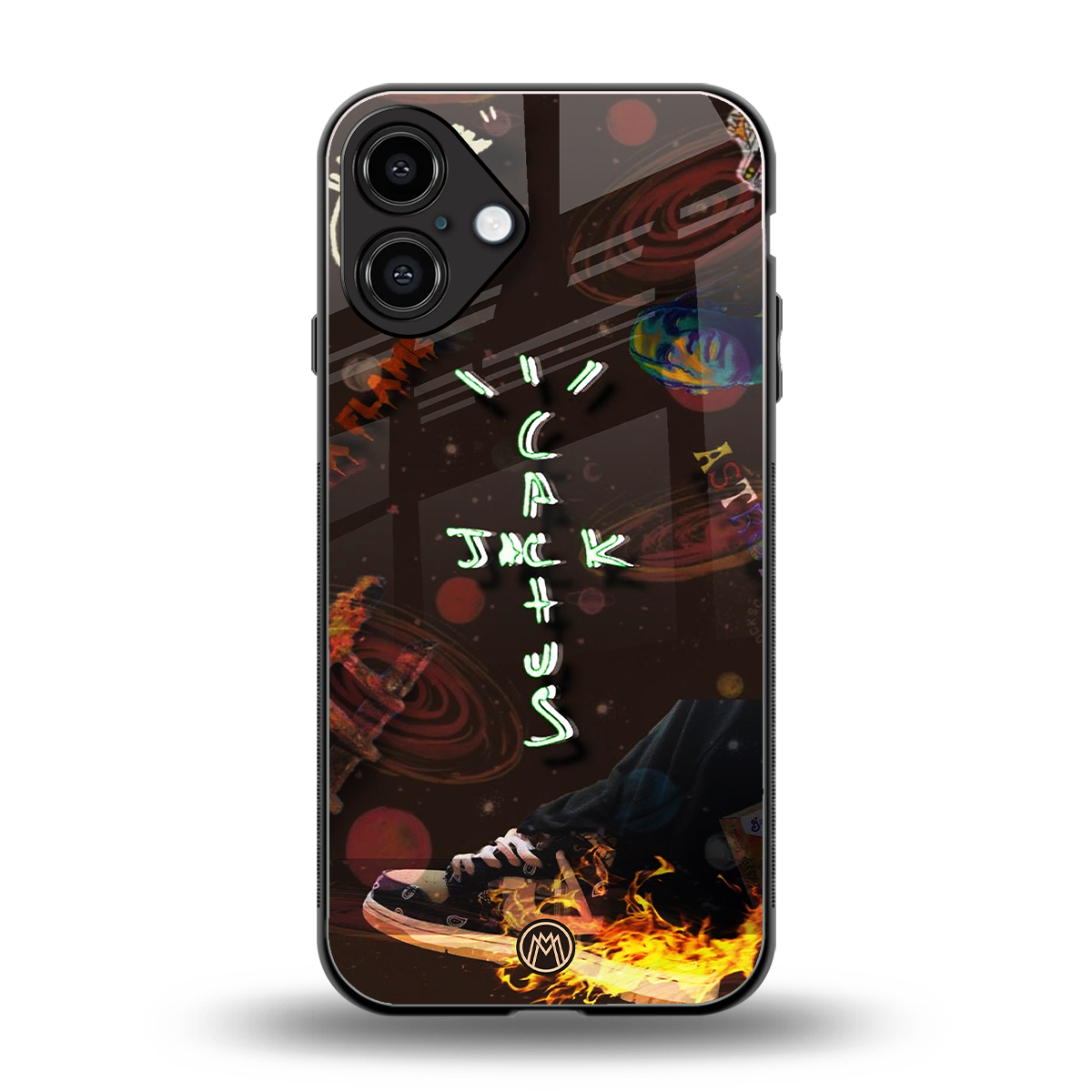 cactus jack brown back phone cover | glass case for iphone 16 plus