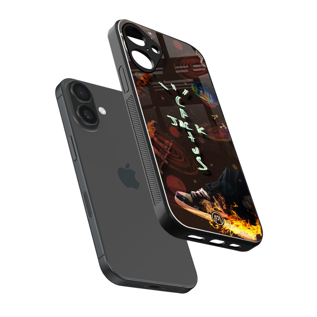 cactus jack brown back phone cover | glass case for iphone 16 plus