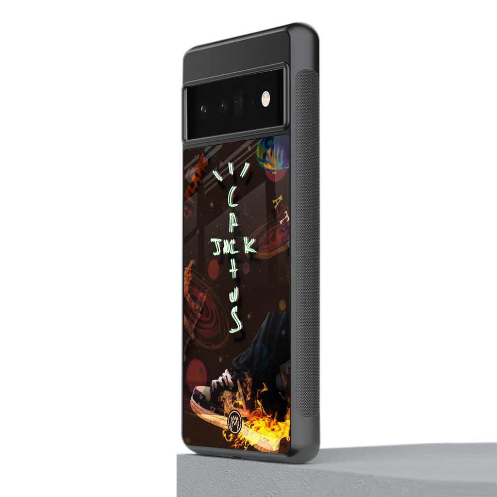 cactus jack brown back phone cover | glass case for google pixel 6 pro