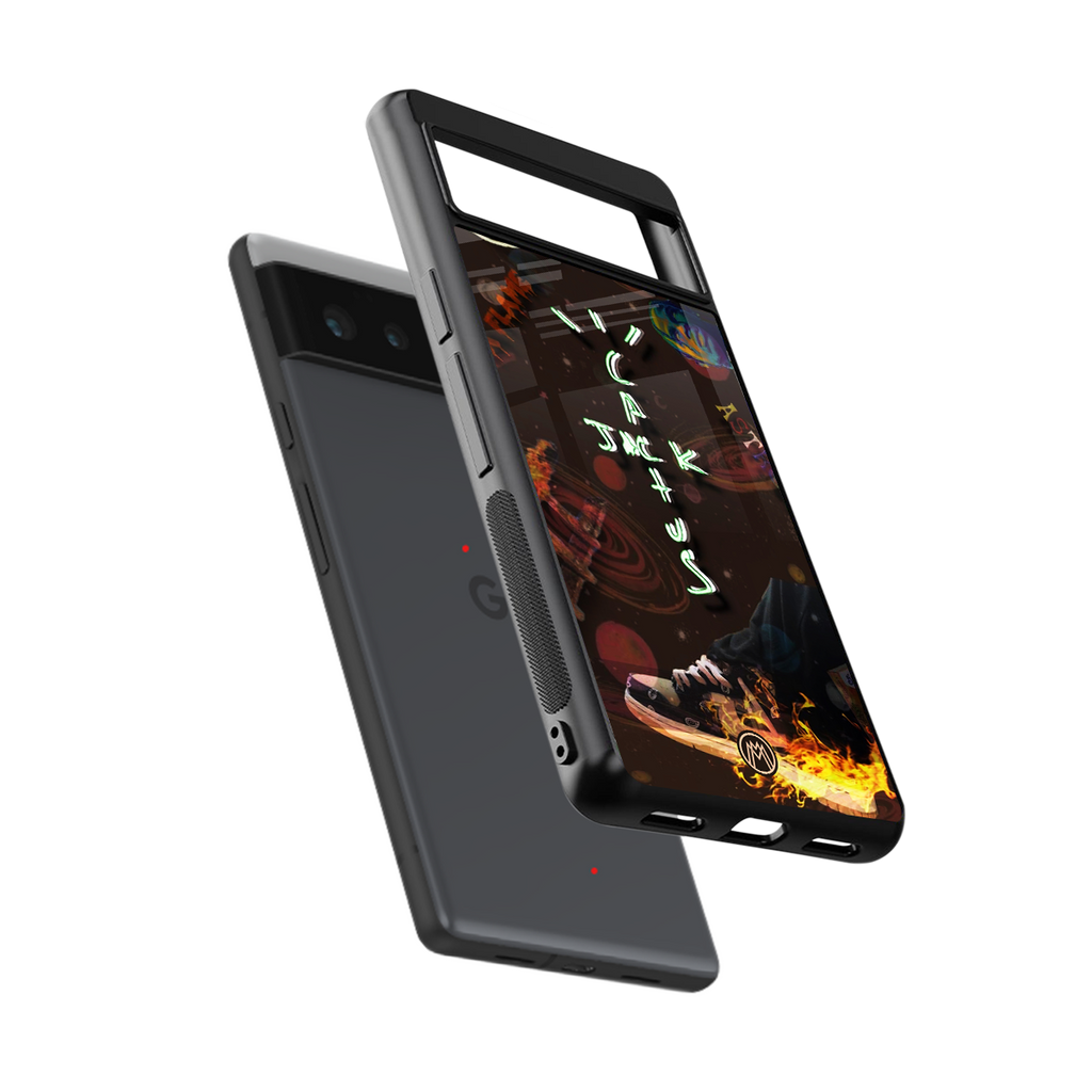 cactus jack brown back phone cover | glass case for google pixel 6