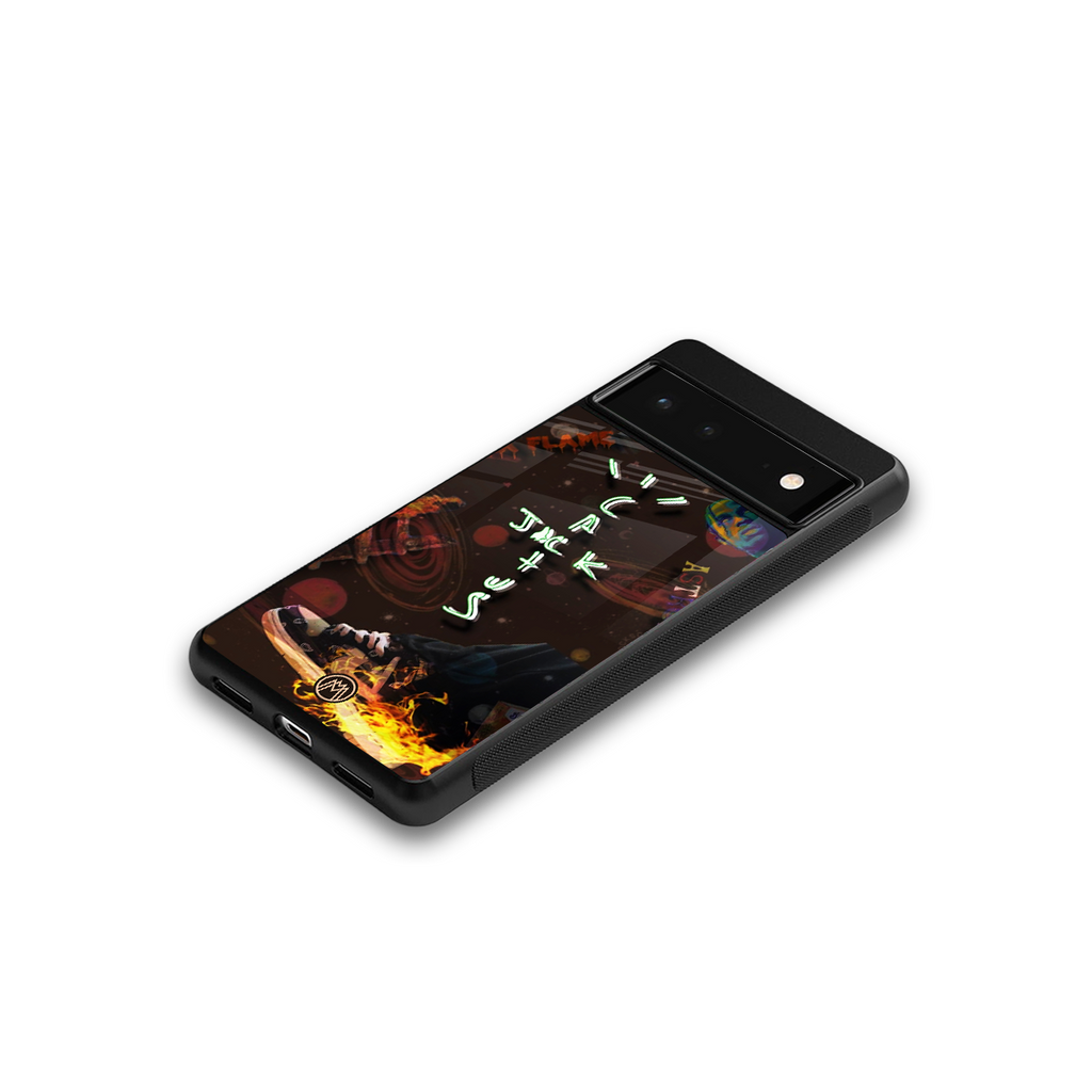 cactus jack brown back phone cover | glass case for google pixel 6