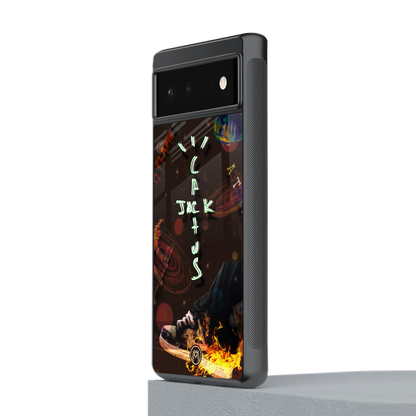 cactus jack brown back phone cover | glass case for Google Pixel 6A
