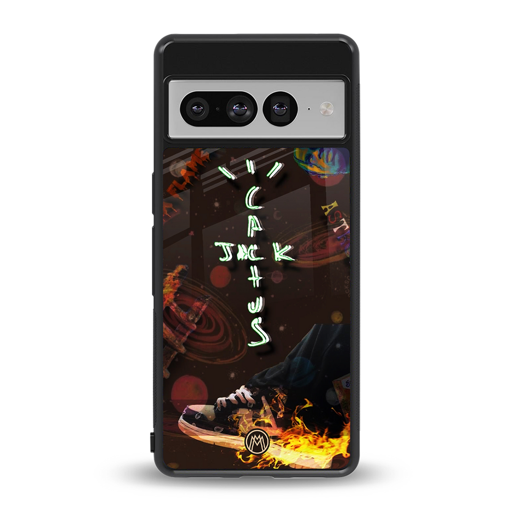 cactus jack brown back phone cover | glass case for google pixel 7 pro