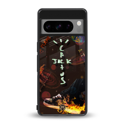 cactus jack brown back phone cover | glass case for google pixel 8 pro