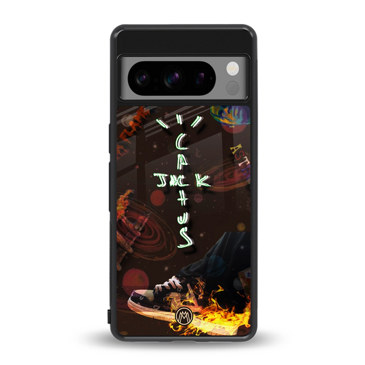 cactus jack brown back phone cover | glass case for google pixel 8 pro