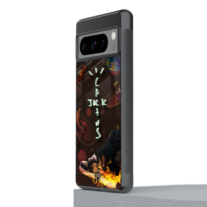 cactus jack brown back phone cover | glass case for google pixel 8 pro