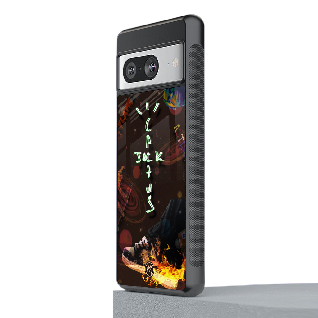 cactus jack brown back phone cover | glass case for Google Pixel 8