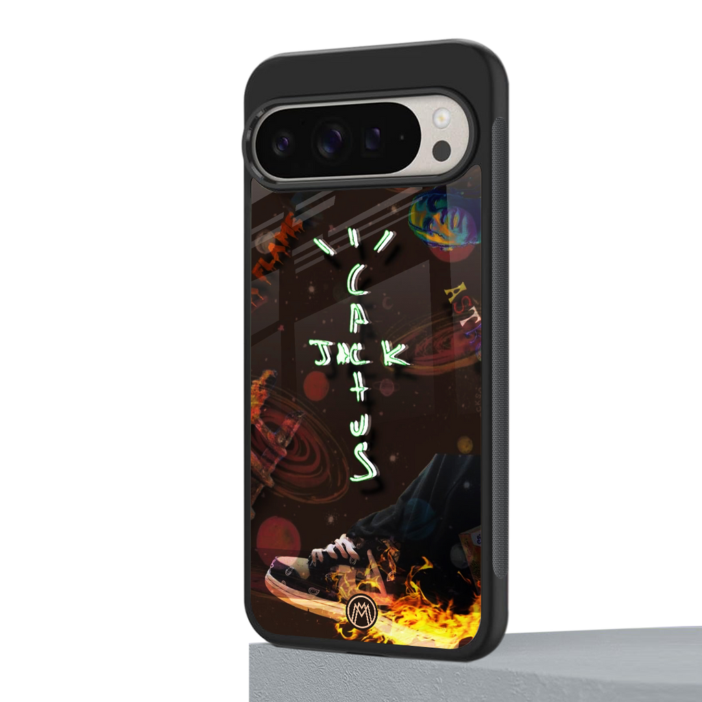 cactus jack brown back phone cover | glass case for google pixel 9 pro xl