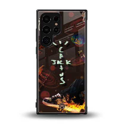 cactus jack brown back phone cover | glass case for samsung galaxy s23 ultra