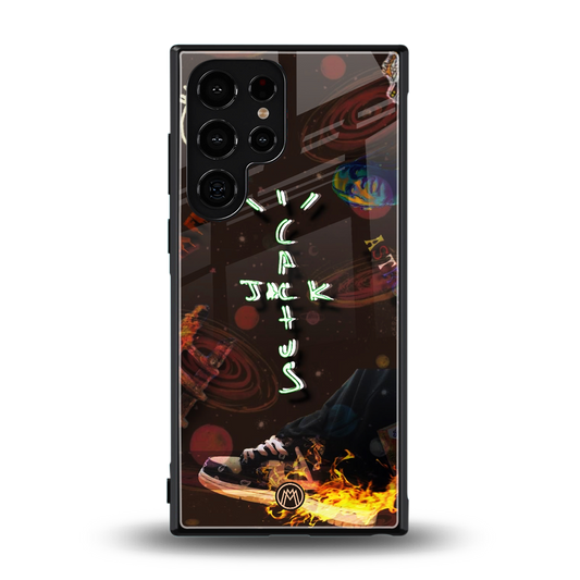 cactus jack brown back phone cover | glass case for samsung galaxy s23 ultra