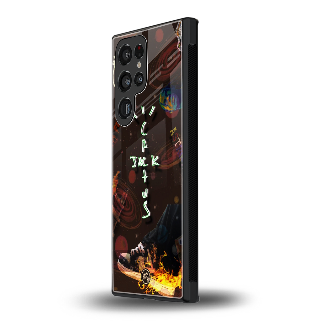cactus jack brown back phone cover | glass case for samsung galaxy s23 ultra