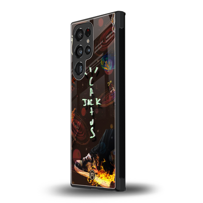 cactus jack brown back phone cover | glass case for samsung galaxy s23 ultra