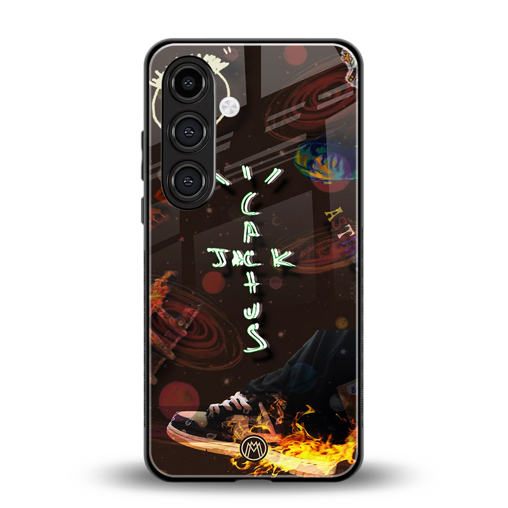 cactus jack brown back phone cover | glass case for samsung galaxy s23