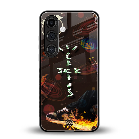 cactus jack brown back phone cover | glass case for samsung galaxy s24 plus
