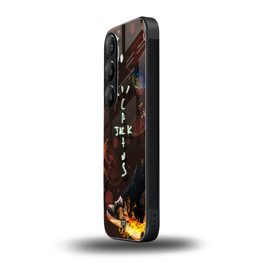 cactus jack brown back phone cover | glass case for samsung galaxy s23