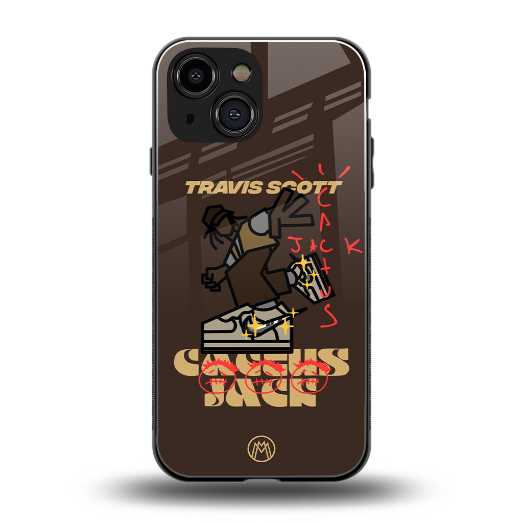 cactus jack travis scott brown back phone cover | glass case for iphone 13 mini