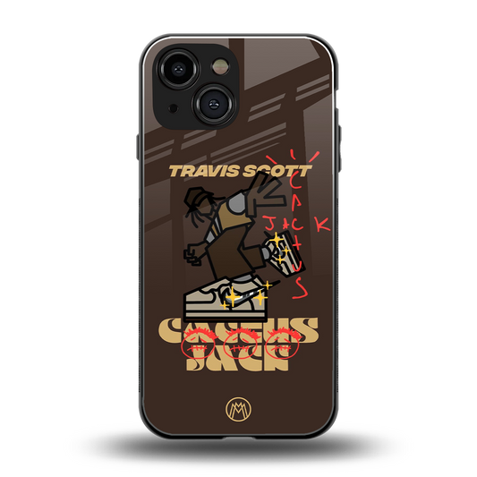 cactus jack travis scott brown back phone cover | glass case for iphone 13 mini
