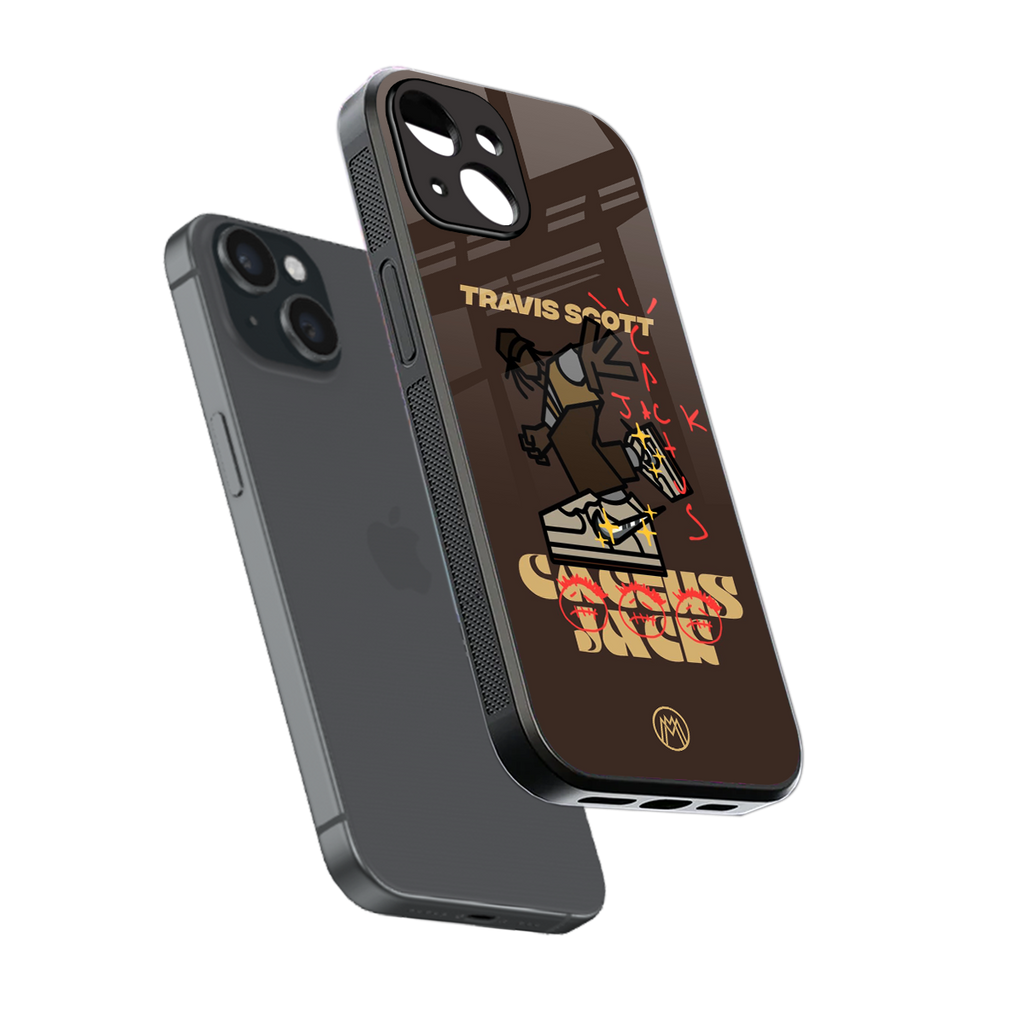 cactus jack travis scott brown back phone cover | glass case for iphone 13 mini