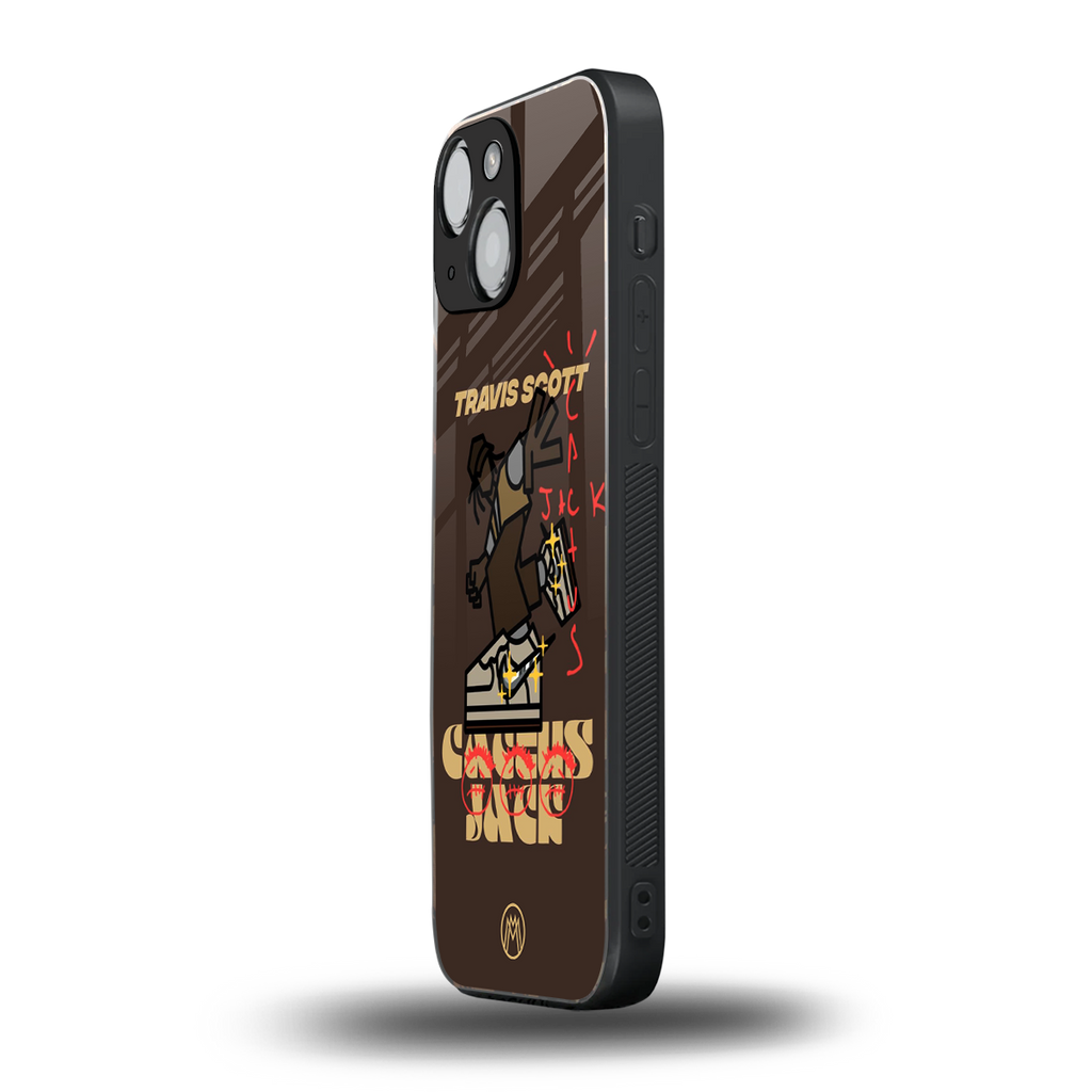 cactus jack travis scott brown back phone cover | glass case for iphone 13 mini