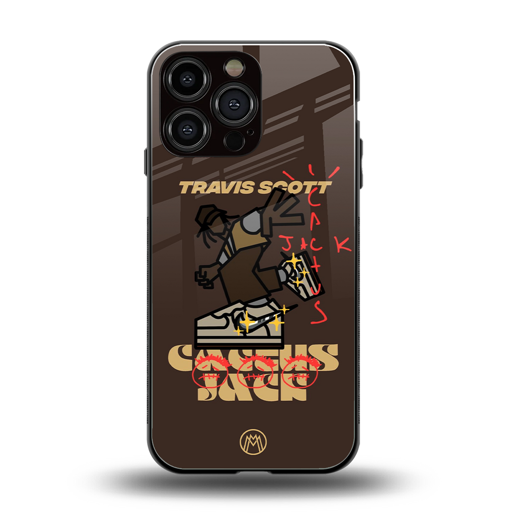 cactus jack travis scott brown back phone cover | glass case for iphone 13 pro max