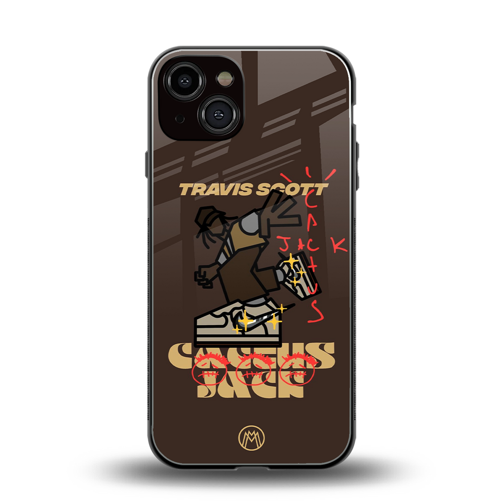 cactus jack travis scott brown back phone cover | glass case for iphone 13
