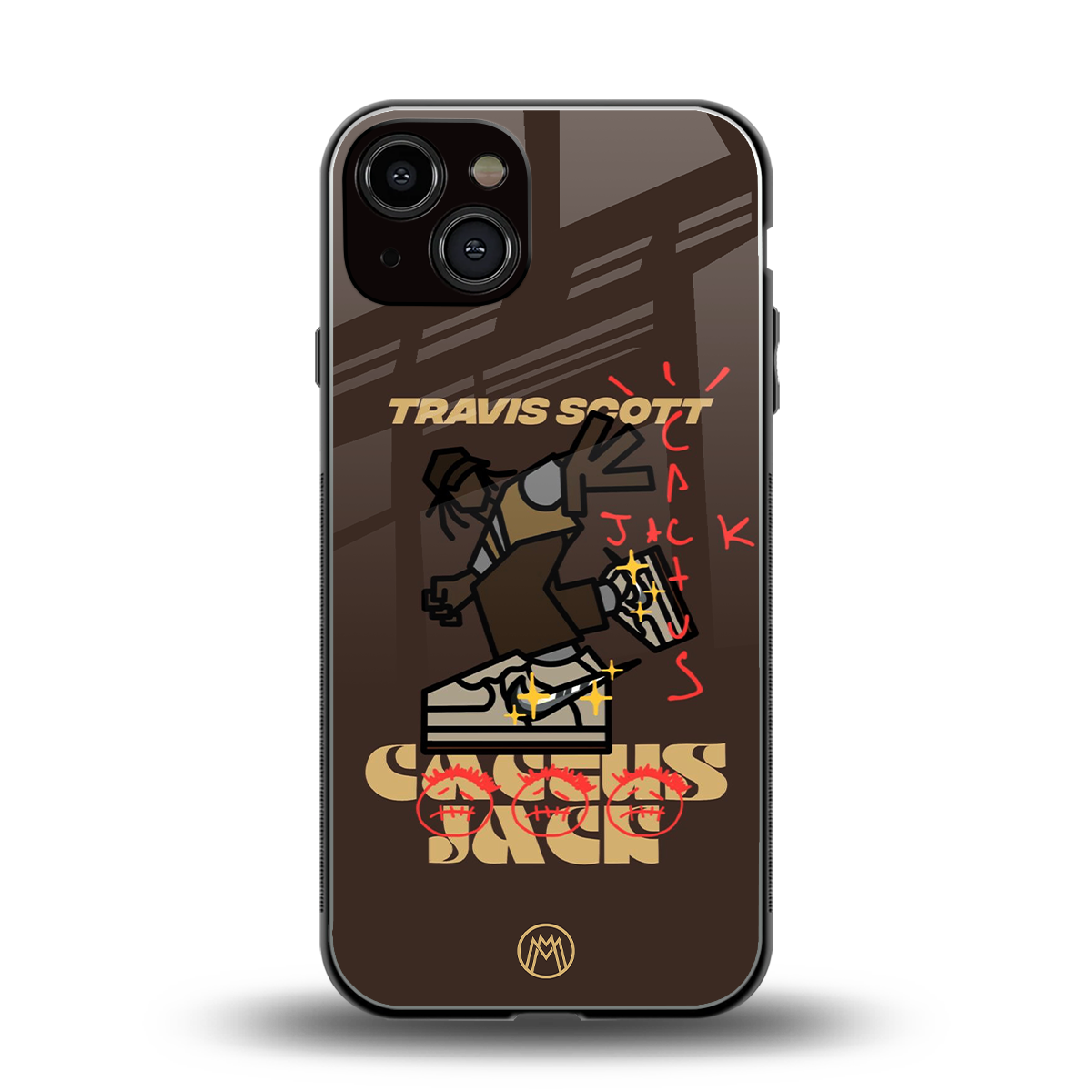 cactus jack travis scott brown back phone cover | glass case for iphone 13