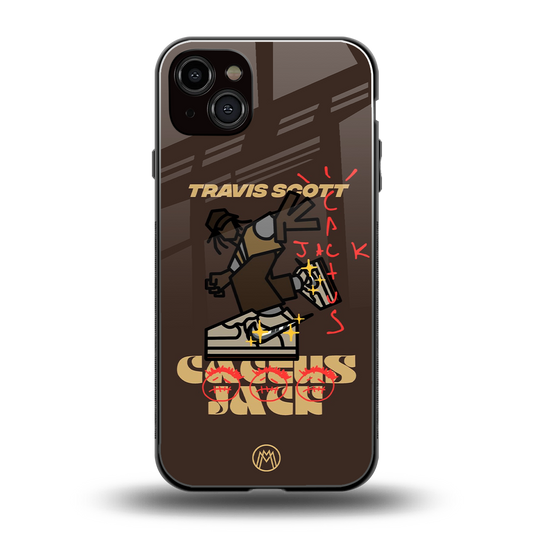 cactus jack travis scott brown back phone cover | glass case for iphone 15 plus