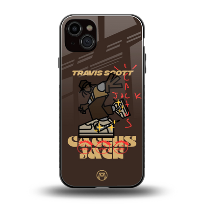 cactus jack travis scott brown back phone cover | glass case for iphone 14 plus