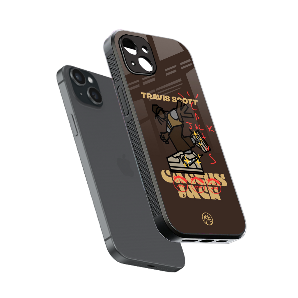 cactus jack travis scott brown back phone cover | glass case for iphone 15 plus