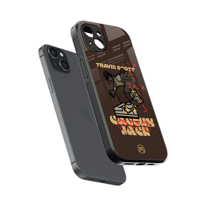 cactus jack travis scott brown back phone cover | glass case for iphone 14 plus