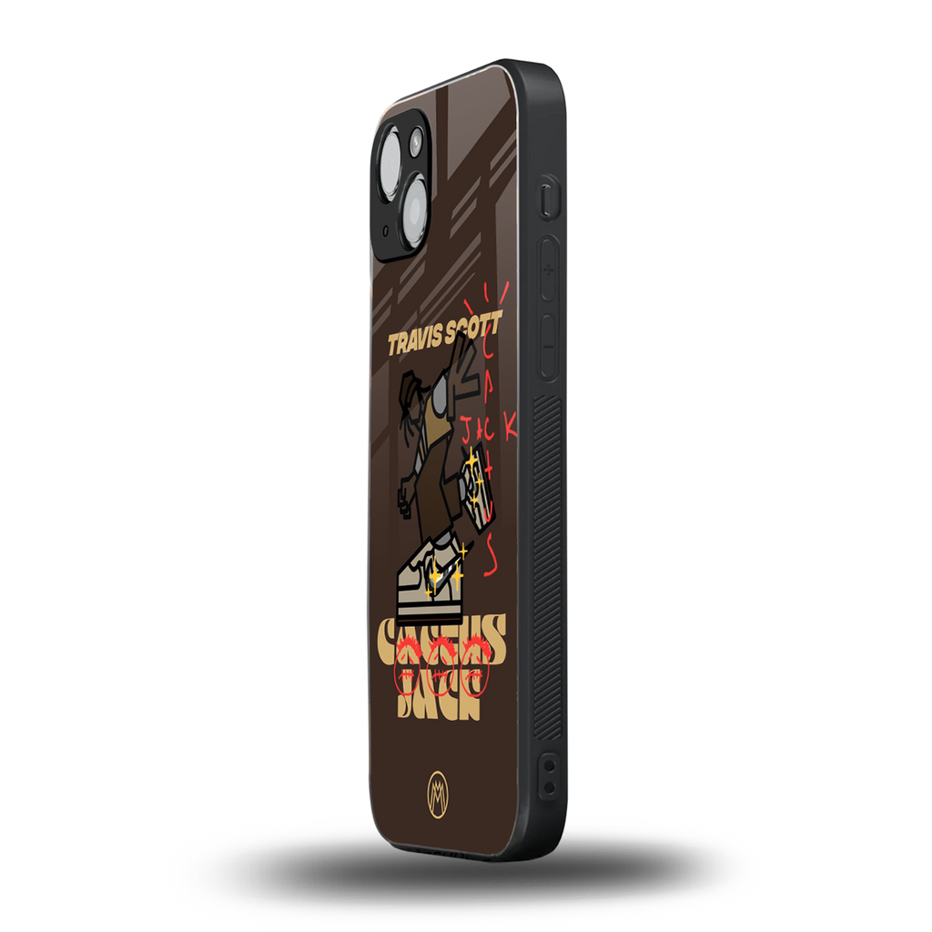 cactus jack travis scott brown back phone cover | glass case for iphone 15 plus