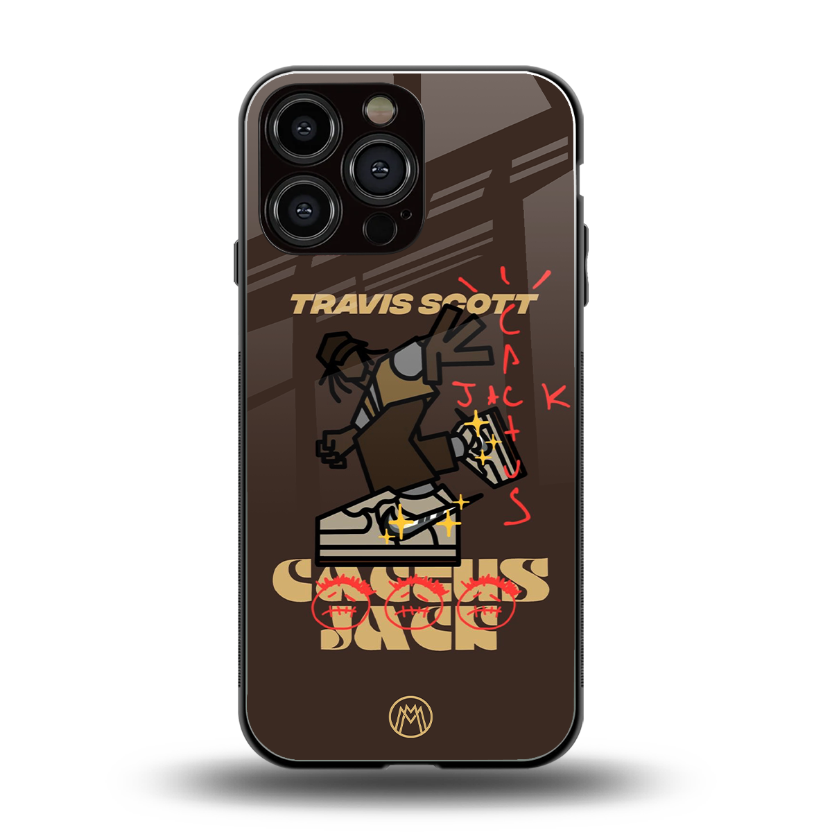 cactus jack travis scott brown back phone cover | glass case for iphone 14 pro max