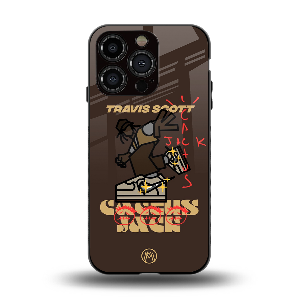 cactus jack travis scott brown back phone cover | glass case for iphone 15 pro