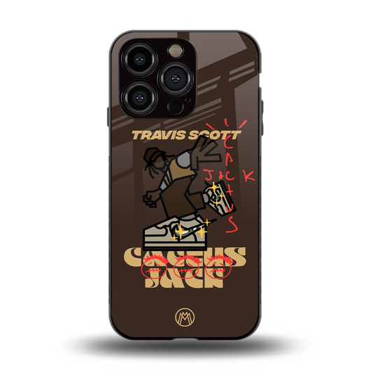 cactus jack travis scott brown back phone cover | glass case for iphone 15 pro