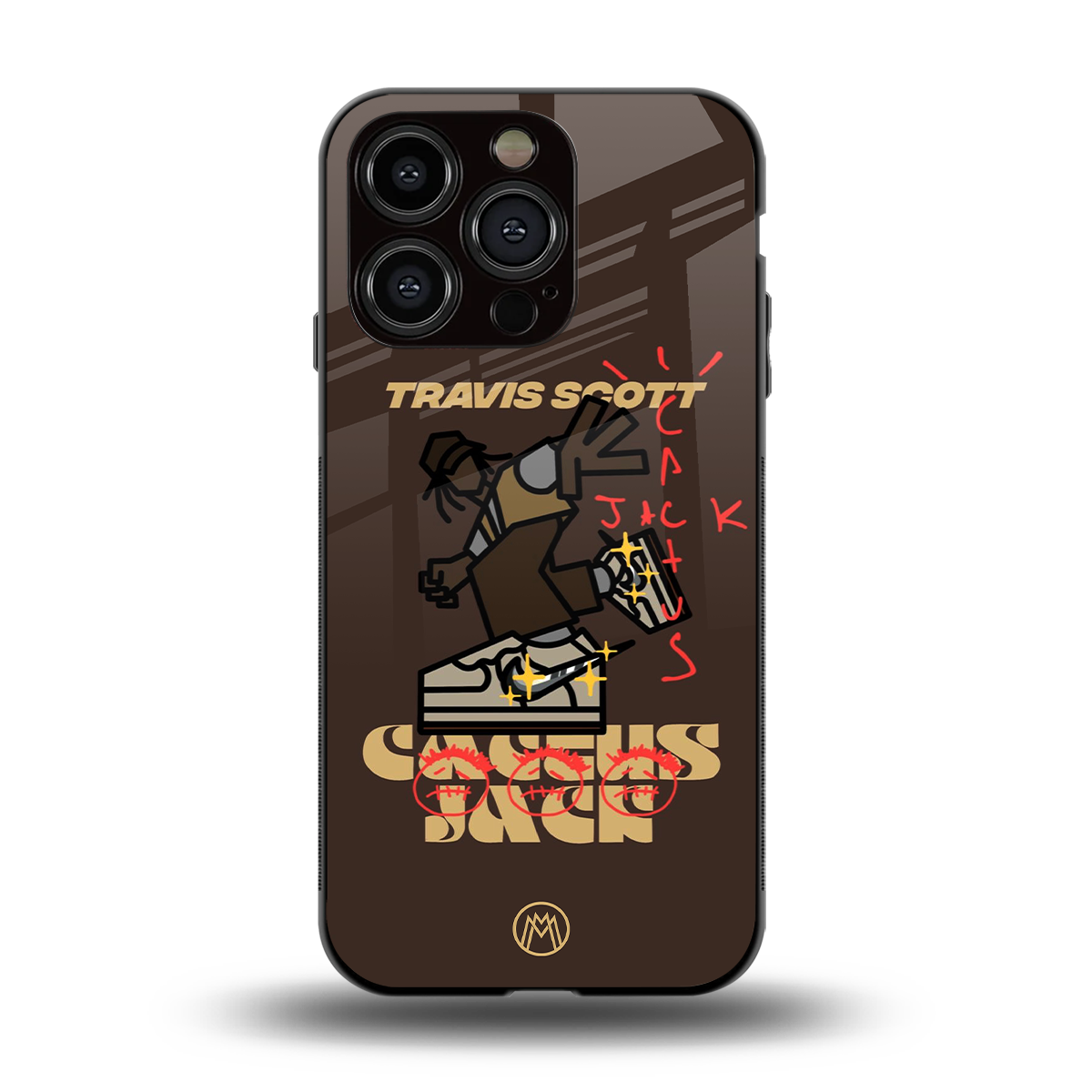 cactus jack travis scott brown back phone cover | glass case for iphone 14 pro