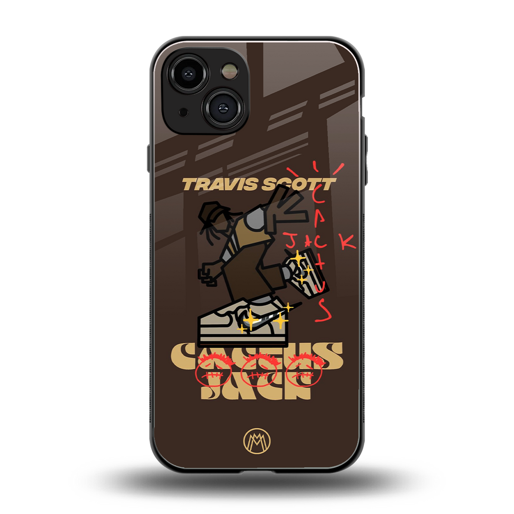 cactus jack travis scott brown back phone cover | glass case for iphone 15