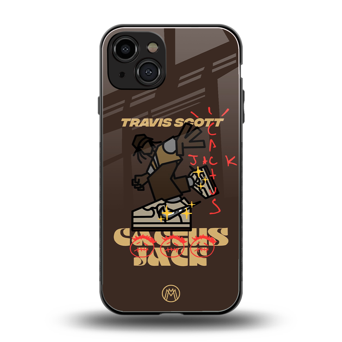 cactus jack travis scott brown back phone cover | glass case for iphone 14