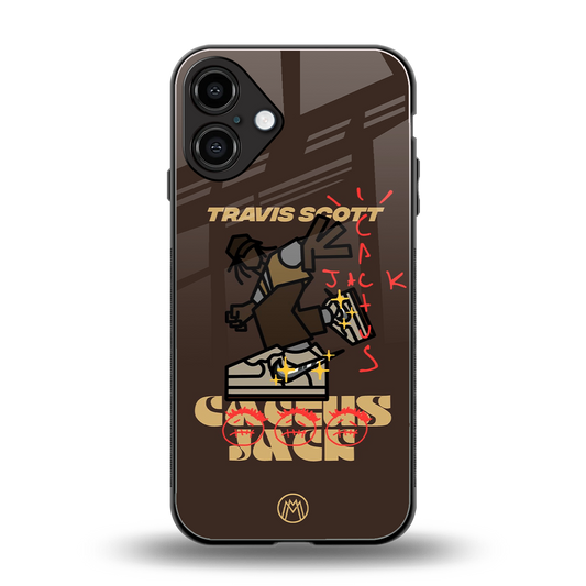 cactus jack travis scott brown back phone cover | glass case for iphone 16 plus