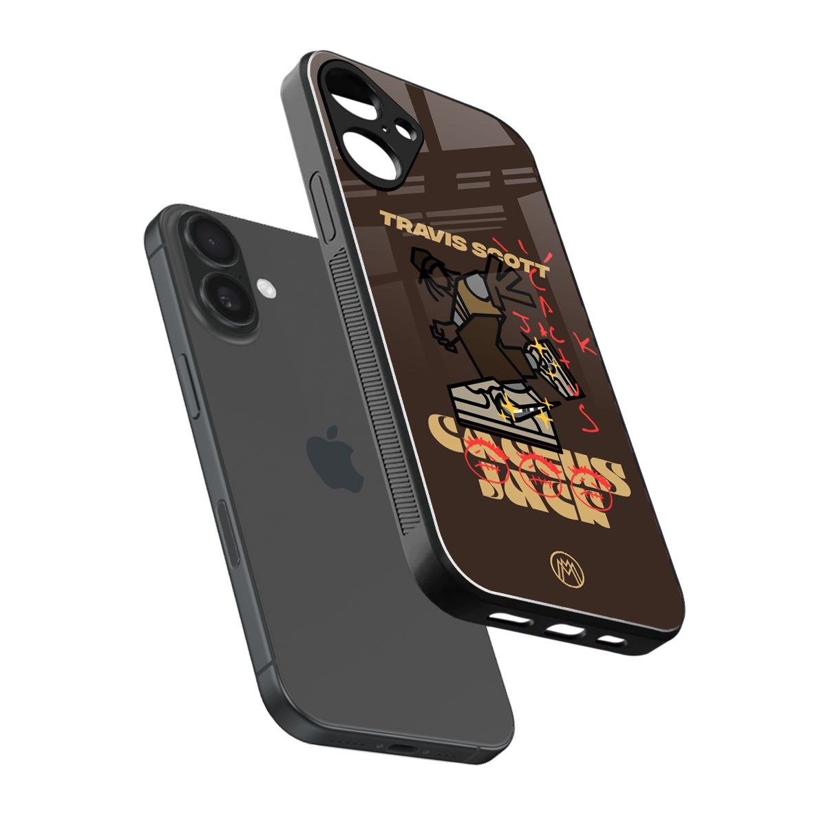 cactus jack travis scott brown back phone cover | glass case for iphone 16 plus