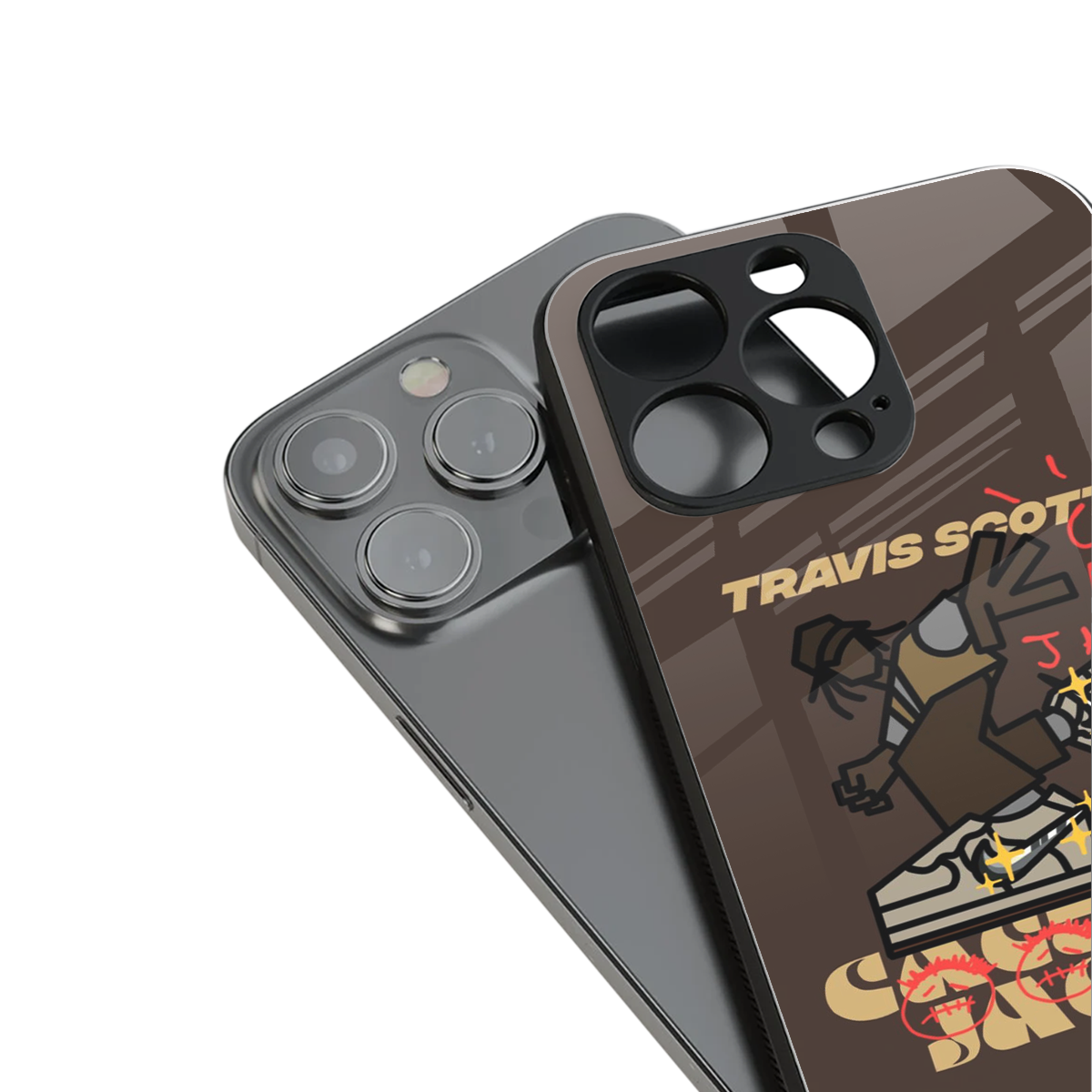 cactus jack travis scott brown back phone cover | glass case for iphone 13 mini