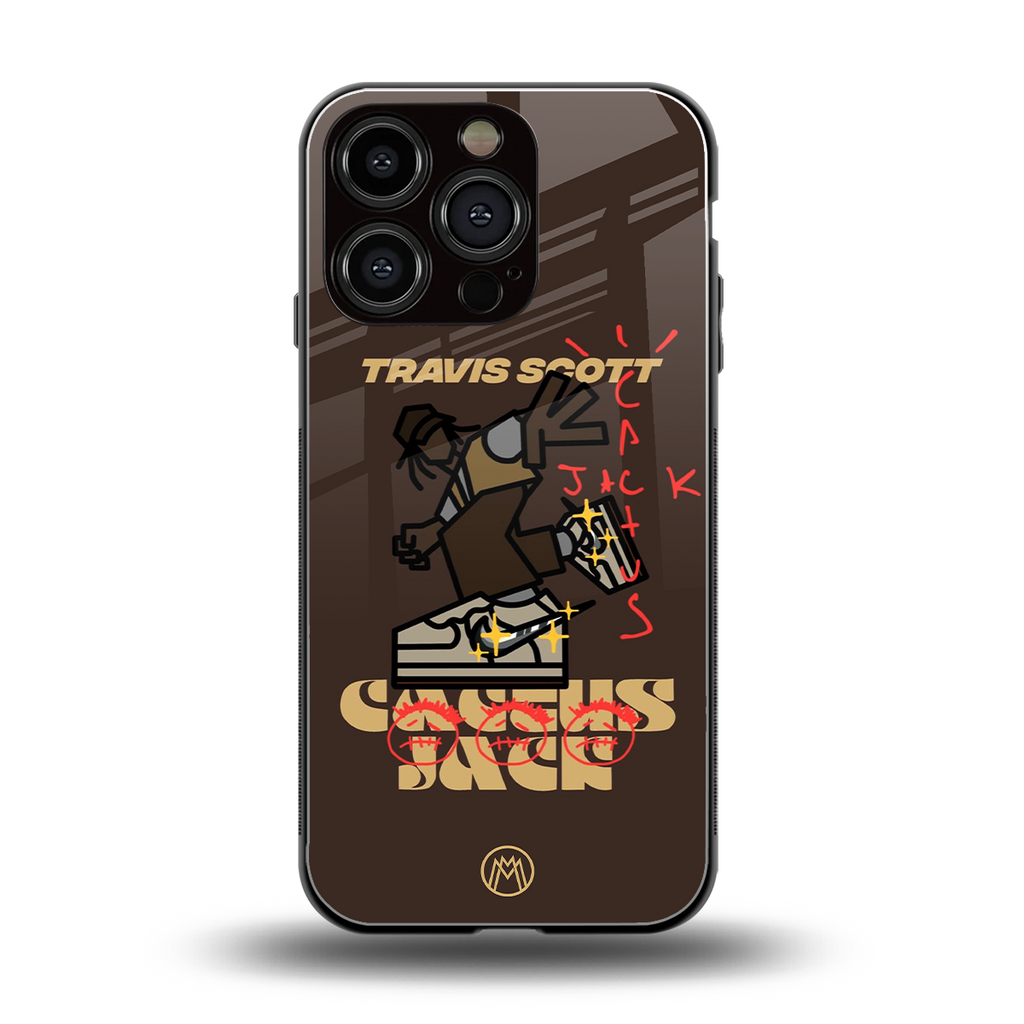 cactus jack travis scott brown back phone cover | glass case for iphone 16 pro