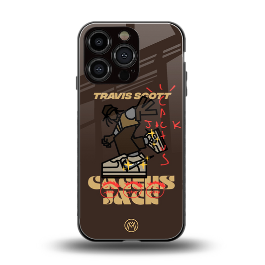 cactus jack travis scott brown back phone cover | glass case for iphone 16 pro